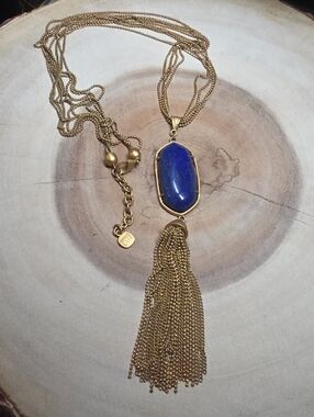 Carloee Lux Lapis Stone Tassel Pendant Necklace